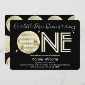 ベビーディスコをテーマにした第1誕生日 招待状 (正面/裏面)