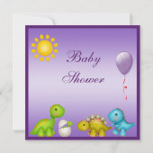 ベビーディノと恐竜の紫のベビーシャワー 招待状 (裏面)