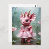 ベビーディノをピンクドレスに ポストカード (正面/裏面)