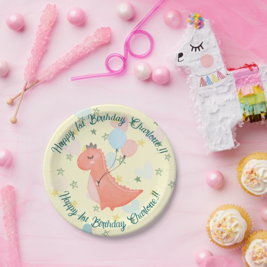 ベビーディノバースデーパーティー ペーパープレート (パーティー)