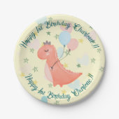 ベビーディノバースデーパーティー ペーパープレート (正面)