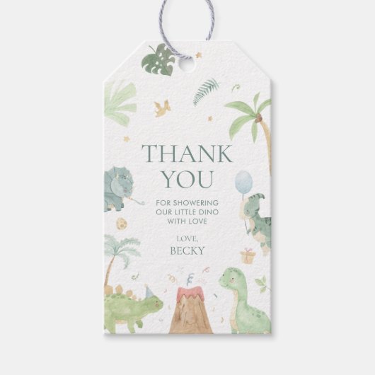 ベビーディノベビーシャワーパーティー好意ギフトラベル ギフトタグ (正面)