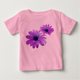 ベビーデイジーTシャツパープルパーソナライズされたベビーシャツ ベビーTシャツ