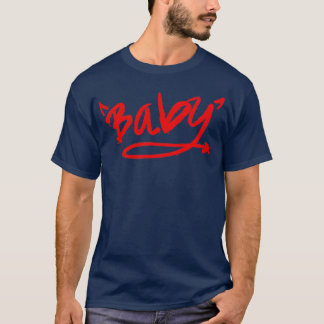 ベビーデビルホーンテールタイポグラフィグラフィティスプレーパイ Tシャツ