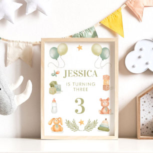 ベビートイズウォーター色誕生日子供部屋 ポスター