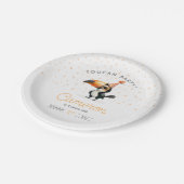 ベビートゥカン、オレンジ、キッド誕生祝い ペーパープレート (アングル)