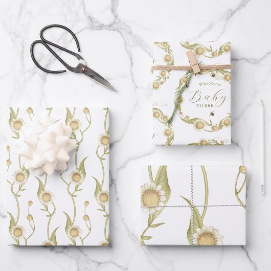 ベビートゥBeeカスタムデイジー鎖 ラッピングペーパーシート