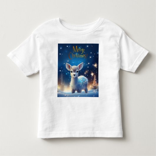 ベビートナカイと聖降誕祭のお祝い トドラーTシャツ (正面)