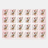 ベビートナカイもつれライツクリスマスキッズ ラッピングペーパーシート (正面)