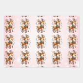 ベビートナカイもつれライツクリスマスキッズ ラッピングペーパーシート (正面2)