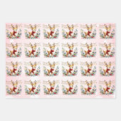 ベビートナカイもつれライツクリスマスキッズ ラッピングペーパーシート (正面)