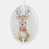 ベビートナカイデザインオンのガラスオーナメント ガラスオーナメント (正面左)