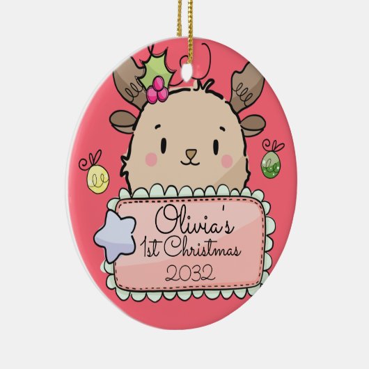 ベビートナカイ初めてのクリスマス セラミックオーナメント (右)