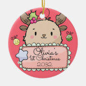 ベビートナカイ初めてのクリスマス セラミックオーナメント (正面)