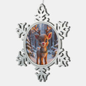 ベビートナカイ スノーフレークピューターオーナメント (右)