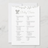 ベビートリビアエレファントベビーシャワーゲーム 招待状 (正面)