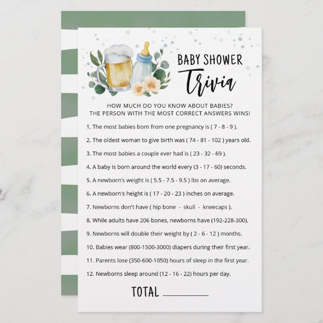 ベビートリビアゲーム緑のベビーは醸造パーティー (正面/裏面)