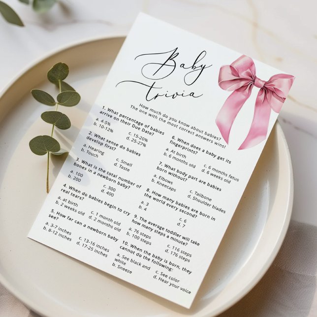 ベビートリビアスクリプトピンクボウ赤ちゃんシャワーゲーム (クリエイターアップロード済み)