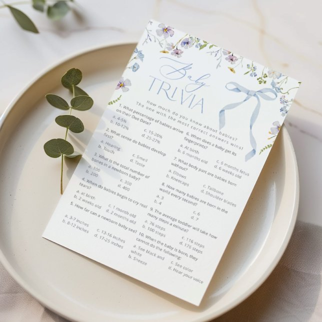 ベビートリビアブルーボウワイルドフラワーベビーシャワーゲーム (クリエイターアップロード済み)