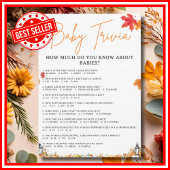 ベビートリビア&アンサー赤ちゃんシャワーゲームかわいいクマ 招待状