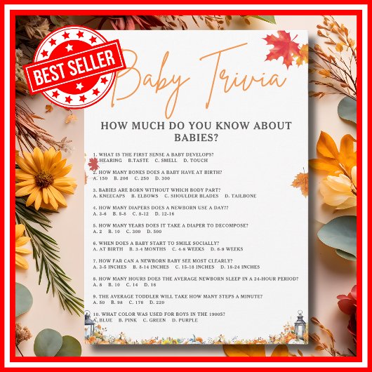 ベビートリビア&アンサー赤ちゃんシャワーゲームかわいいクマ 招待状