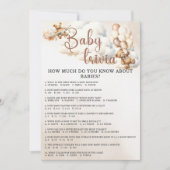 ベビートリビア&アンサー赤ちゃんシャワーゲームかわいいクマ 招待状 (正面)