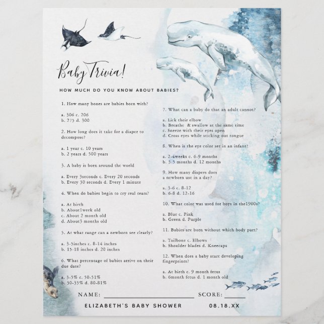 ベビートリビア |赤ちゃんシャワーゲーム (正面)