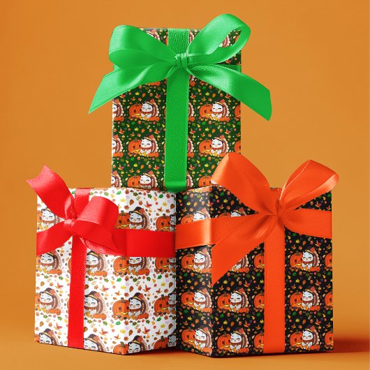 ベビートルコとカボチャ祝の感謝祭 ラッピングペーパーシート