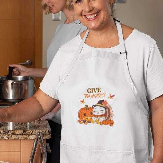 ベビートルコとカボチャ祝の感謝祭 ロングエプロン