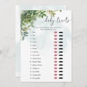 ベビートレイトウォーターカラー緑ベビーシャワーゲーム 招待状 (正面/裏面)