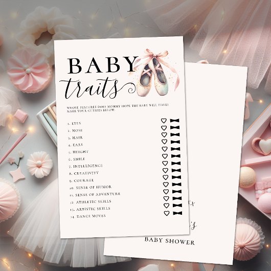 ベビートレイトガールシャワーゲームピンクバレリナシューズ チラシ