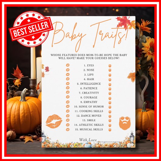 ベビートレイトゲーム簡単ベビシャワーゲームカボチャ 招待状