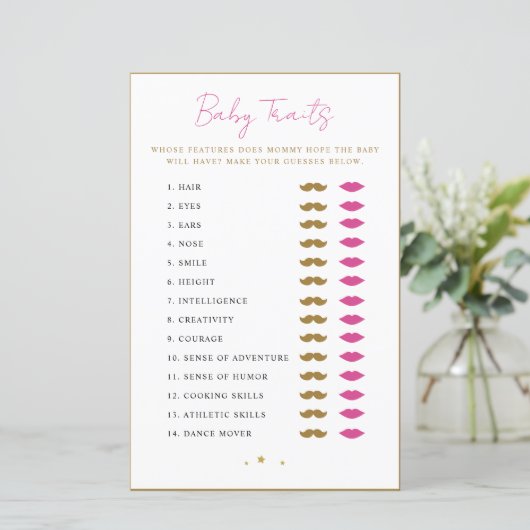 ベビートレイトシャワーゲームアドバイスカード (スタンド正面)