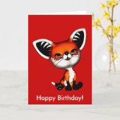 ベビードッグキツネハッピーバースデーカード カード (黄色い花)