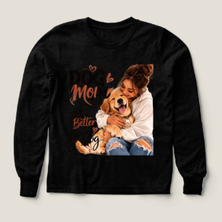 ベビードッグママTシャツ - ハートと子犬のデザイン - かわいい