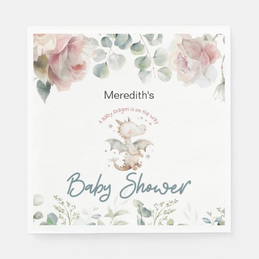 ベビードラゴンがベイビーシャワーを浴びる スタンダードランチョンナプキン (正面)