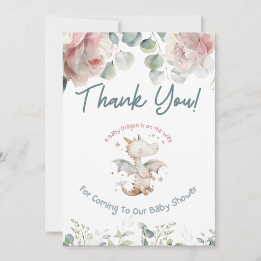 ベビードラゴンが途中ベビーシャワーありがとう サンキューカード (正面)