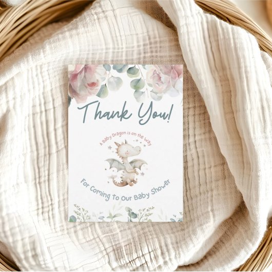 ベビードラゴンが途中ベビーシャワーありがとう サンキューカード