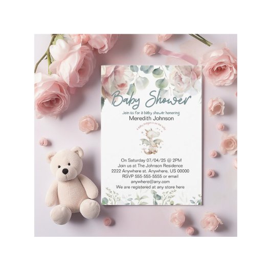 ベビードラゴンが途中ベビーシャワー招待状 招待状