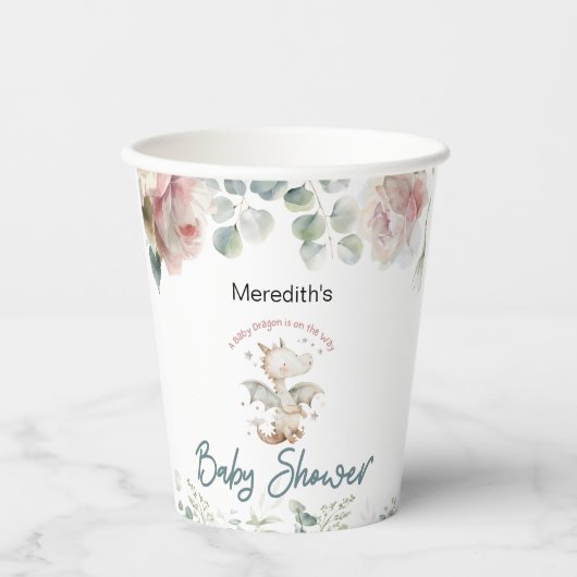 ベビードラゴンが途中ベビーシャワー紙カップ 紙コップ (正面)