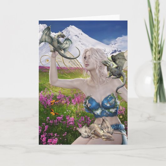 ベビードラゴンと妖精ファンタジー カード (正面)