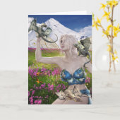 ベビードラゴンと妖精ファンタジー カード (黄色い花)