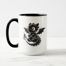 ベビードラゴンのシンプルなブラックイラスト マグカップ
