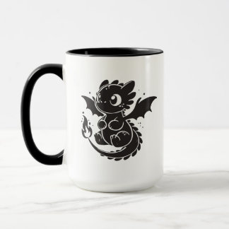 ベビードラゴンのシンプルなブラックイラスト マグカップ