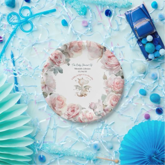 ベビードラゴンの上にある方法ベビーシャワープレート ペーパープレート (パーティー)