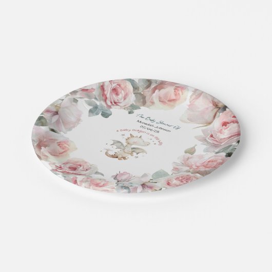 ベビードラゴンの上にある方法ベビーシャワープレート ペーパープレート (アングル)