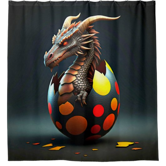 ベビードラゴンの孵化 シャワーカーテン (正面)