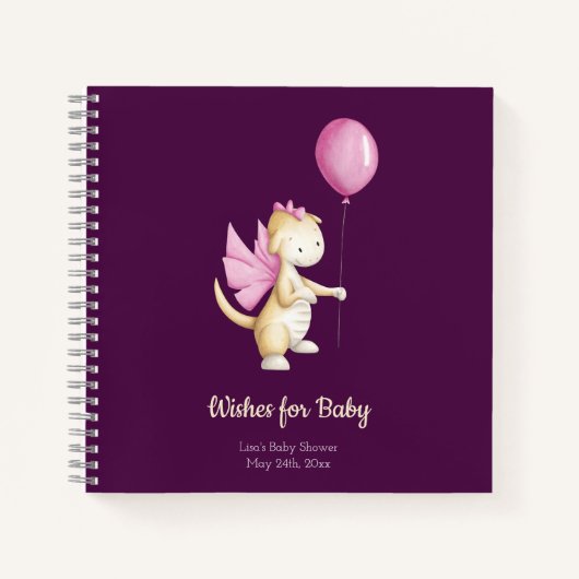 ベビードラゴンガール赤ちゃんシャワーの願い本 ノートブック (正面)