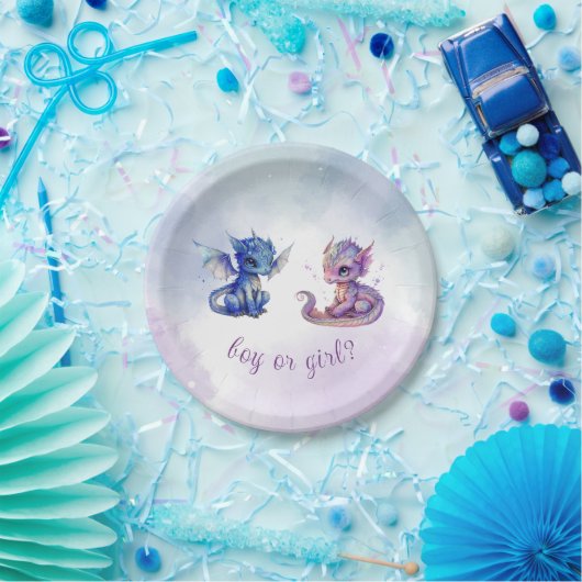 ベビードラゴンズ性別によるパーティーの表示 ペーパープレート (パーティー)