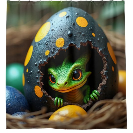 ベビードラゴンハッチング シャワーカーテン (正面)